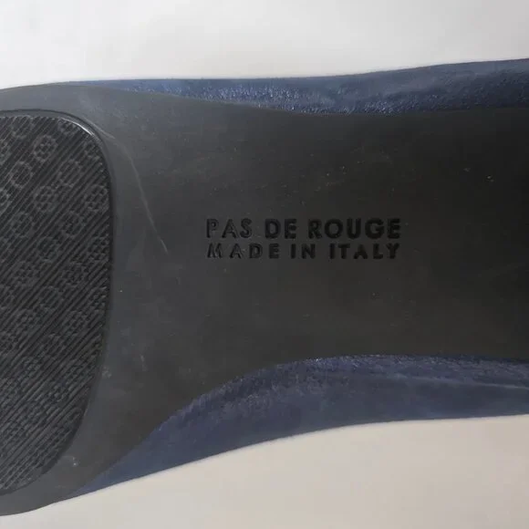 PAS DE ROUGE Women's Navy Blue Suede Pointed Toe Low Block Heel Shoes Size 40.5 - Picture 8 of 8